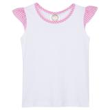 Blank Girl's Gingham Flutter Sleeve Tee Shirt