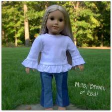 Blank 18 inch Doll Long Sleeved Ruffle Tee Shirt