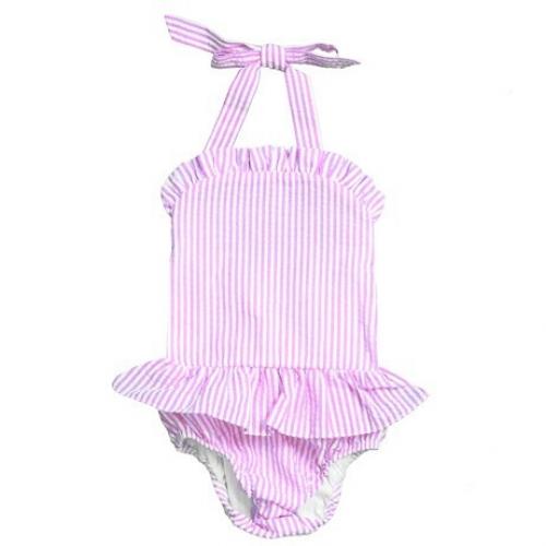 Blank Seersucker One Piece Swimsuit