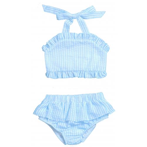 Blank Seersucker Ruffle Bikini