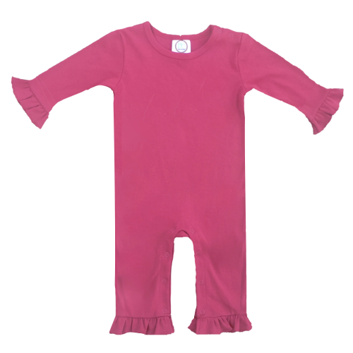 IMPERFECT Blank Girl's Long Sleeved Ruffle Romper