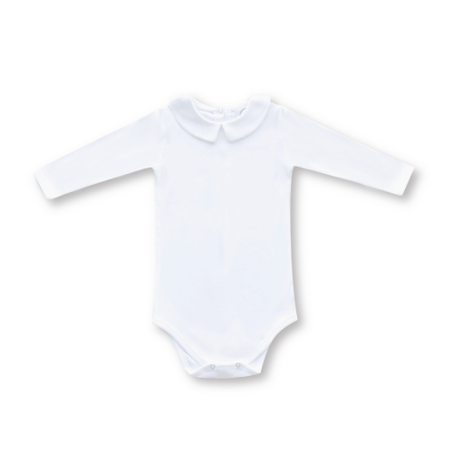 Blank Boy's Long Sleeve Peter Pan Collar Infant Bodysuit