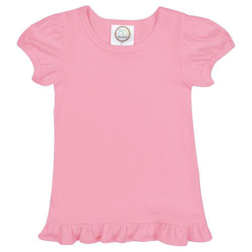 Blank Girl's Short Sleeve Ruffle Tee Shirt
